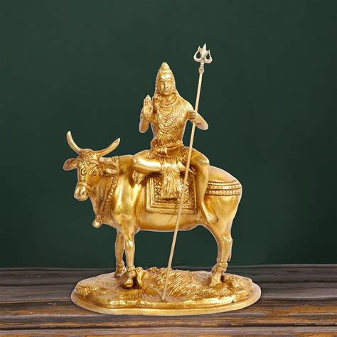 Buy Artvarko Brass Shiva Sitting on Nandi Bull Shiv Shankar Statue ...