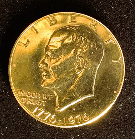 1976 BICENTENNIAL IKE $1 DOLLAR UNCIRCULATED 24 KT GOLD PLATED COIN ...
