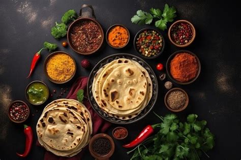 Top view indian food frame with copy | Premium AI-generated image