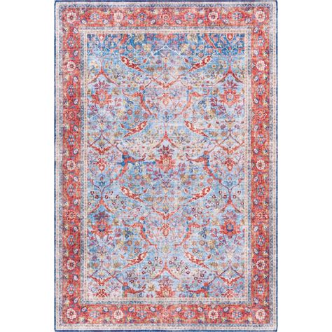 Surya Iris 2 X 4 (ft) Teal Indoor Medallion Oriental Area Rug at Lowes.com