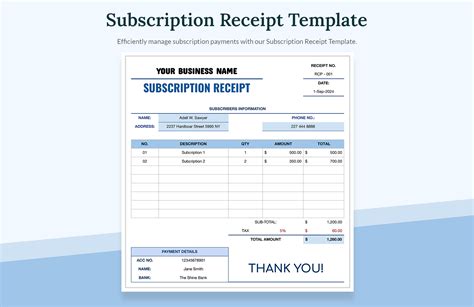 Receipt Templates Excel