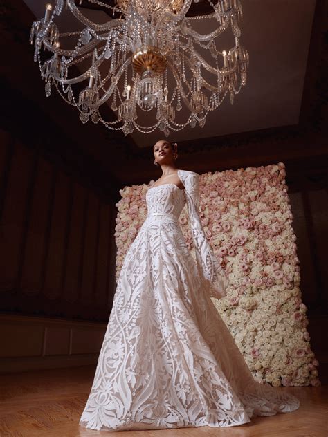 Rachel | Geometric Pattered Strapless Princess Wedding Dress