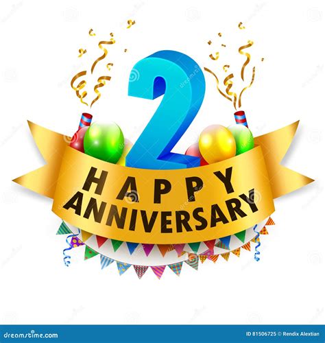 Happy 2nd Anniversary Celebration Stock Vector - Illustration of badge ...