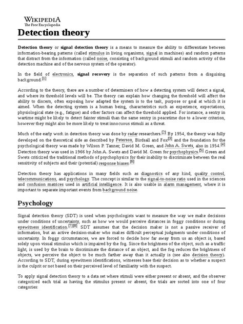 Image result for Detection Theory Applications