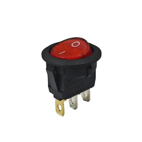 Buy KCD1 3-Pin Round Rocker Switch (Red) with Light industrial grade ...