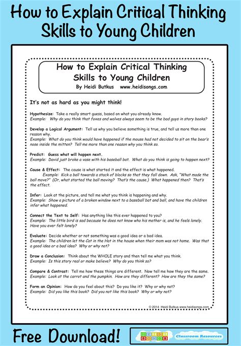 How to Teach Critical Thinking Skills to Young Children (Freebie!) | Teaching critical thinking ...