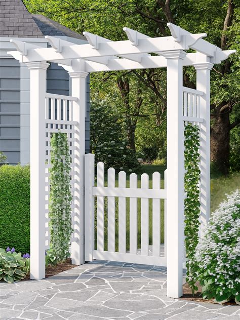 Garden Gate With Arbor Stephania" 8ft. Tall Iron Garden Gate Arch With