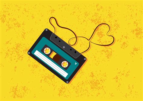 Retro cassette tape isolated on yellow background 12676167 Vector Art ...