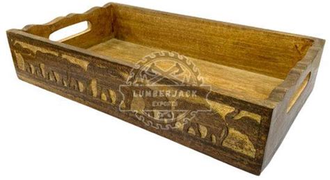 Wooden Hand Carved Elephant Design Serving Tray Exporter, Supplier from ...