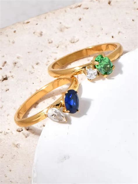 Buy Inaya Accessories Modern 18Kt Gold Plated Toi Et Moi Oval & Pear ...
