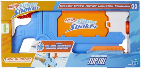Nerf SuperSoaker Flip Fill Water Blaster, 4 Sprays, 890ml Tank, Branded ...