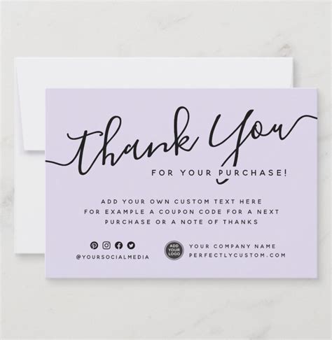 Purple custom logo business thank you note card | Zazzle | Business ...