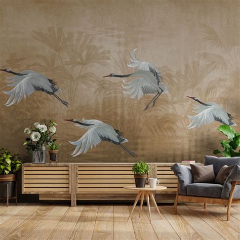 Musafir Beautiful Cranes Wallpaper | Life n Colors | Brown