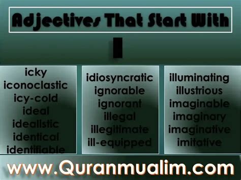 Awesome Adjectives That Start With I (English Vocabulary) - Quran ...