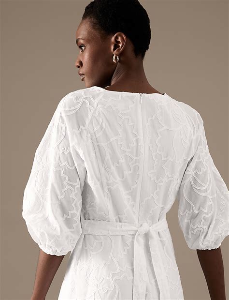 Buy Pure Cotton Embroidered V-Neck Midaxi Dress at Marks & Spencer