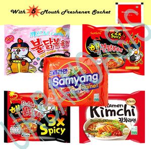 Samyang 5 Noodles Combo-Carbonara, 2X Spicy, 3X Spicy, Kimchi, Ramen ...