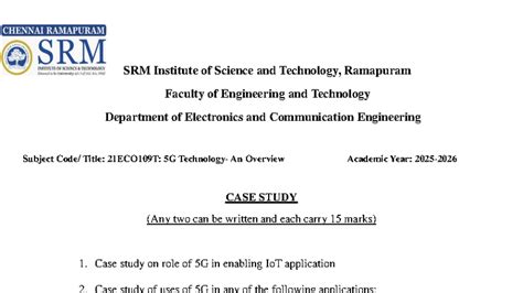 21ECO109T: 5G Case Study Overview and Applications - Studocu