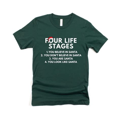 Men's Funny Christmas Tee, Funny Santa Shirt, Four Stages of Life Funny ...