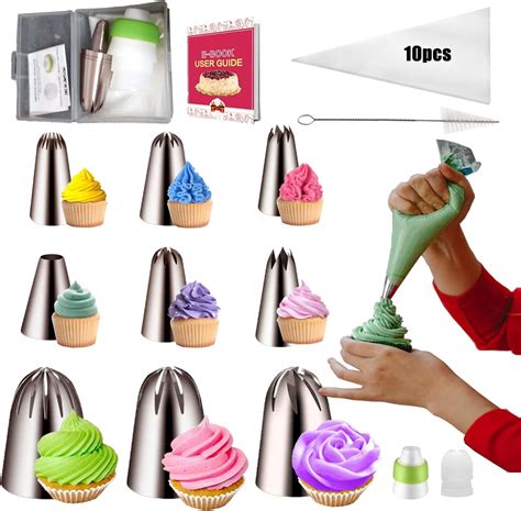 22Pcs Piping Nozzles Set, Stainless Piping Tip Set with 10 Pastry ...