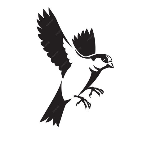 Premium Vector | Sparrow bird flying vector black and white color