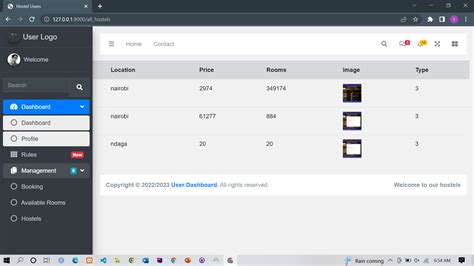 Hostel Management Dashboard Using Bootstrap 的图像结果