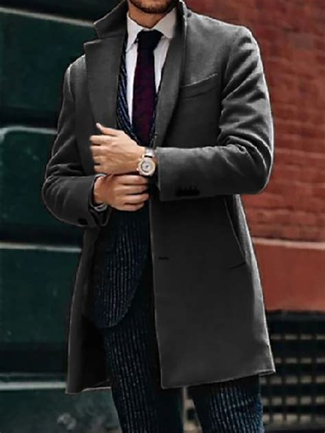 Men's Winter Coat Overcoat Trench Coat Outdoor Business Fall Winter ...