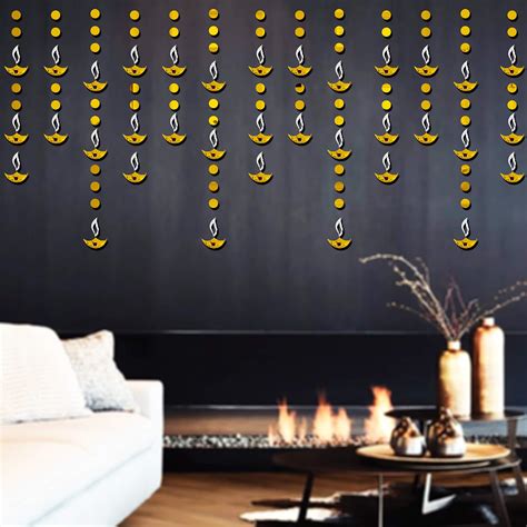 Buy Wall1ders 10 Diya & 200 Dots mirror stickers for wall, acrylic ...