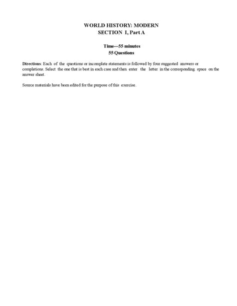 AP World Practice Exam | Exams History | Docsity