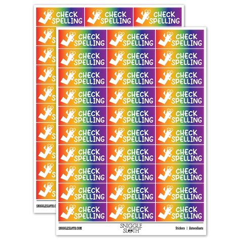 Check Spelling Teacher Student School Sticker Set - Rainbow - Matte ...