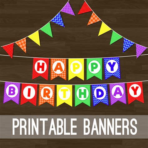 Rainbow Happy Birthday Banner Printable Printable Word Searches