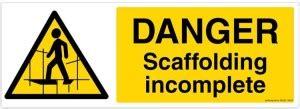 Safety Sign Store Danger: Scaffolding Incomplete Emergency Sign Price ...