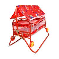 STEELOART -Baby Cradle Cot Cum Stroller Red Bassinet For Baby Boys ...