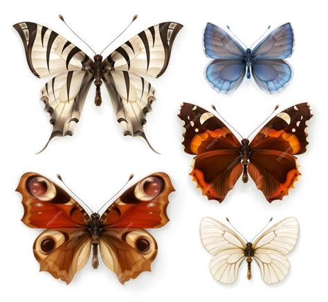 Butterflies, icons set | Premium Vector