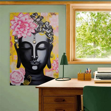 Buddha Poster Tennessee : Black and Pink Buddha Head Elegance – Zenartbliss