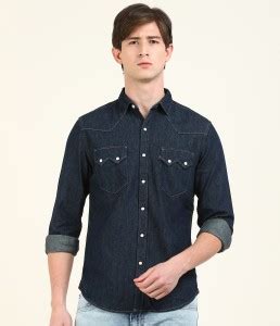 LEVI'S Men Solid Casual Blue Shirt - Buy LEVI'S Men Solid Casual Blue ...