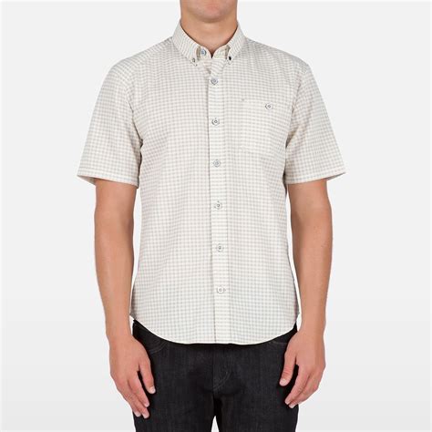 Volcom Men's Everett Mini Check Short Sleeve, Drill Khaki, Small ...