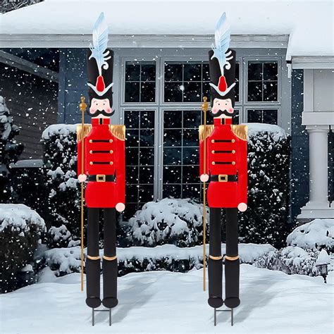 GlikCeil 2 Pcs 6ft Large Metal Christmas Nutcracker Outdoor Decoration ...