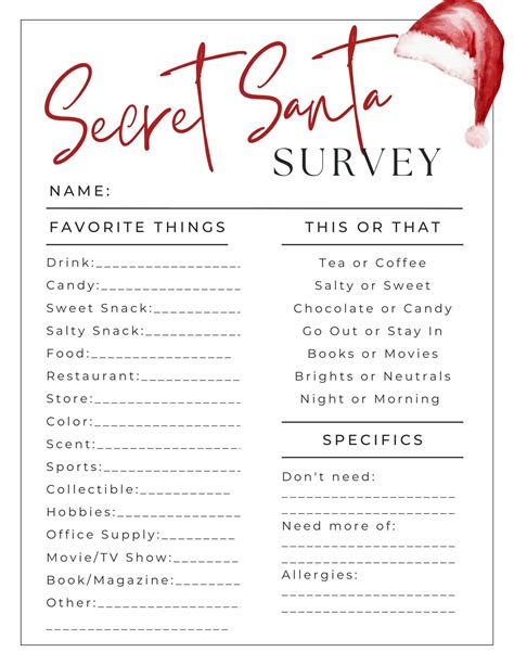 Secret Santa List Template Free - Habit Tracker Templates