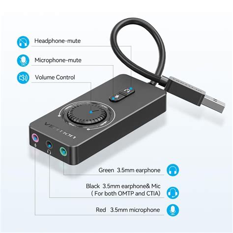 External Audio Adapter For Gaming Headsets VENTION USB Sound Card ...
