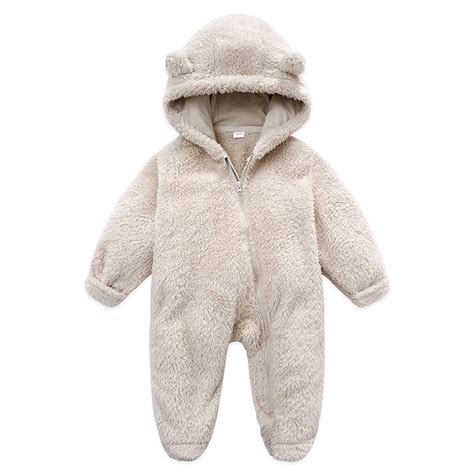 ZyeKqe Winter Baby Fleece Onesie, Hooded Jumpsuit, Warm Romper for ...