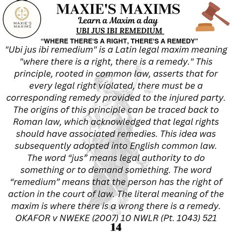 [14.0]: UBI JUS IBI REMEDIUM. "Ubi jus ibi remedium" is a Latin legal… | by MAXIE'S MAXIMS ⚖️ ...