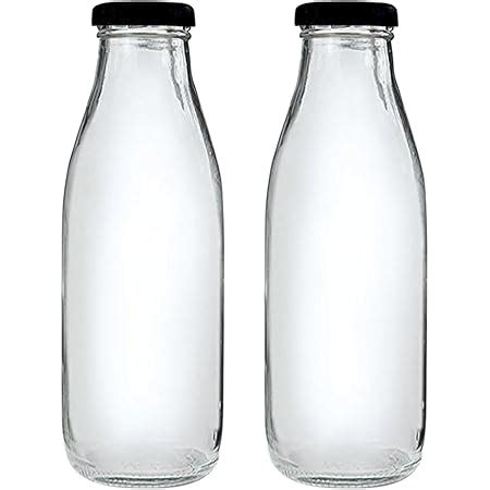 FARKRAFT Milk And Juice Glass Bottle With Air Tight Cap - 500 ML (Set ...