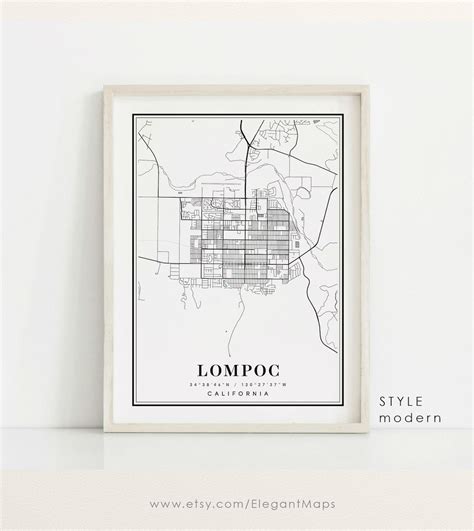 Lompoc California Map, Lompoc CA Map, Lompoc City Map, Lompoc Print ...