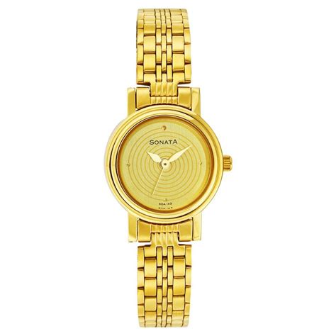 Buy Online Sonata Quartz Analog Champagne Dial Strap Watch for Women ...