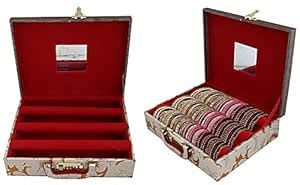Kuber Industries Floral Design 2 Pieces Wooden Three Rod Bangle Storage ...