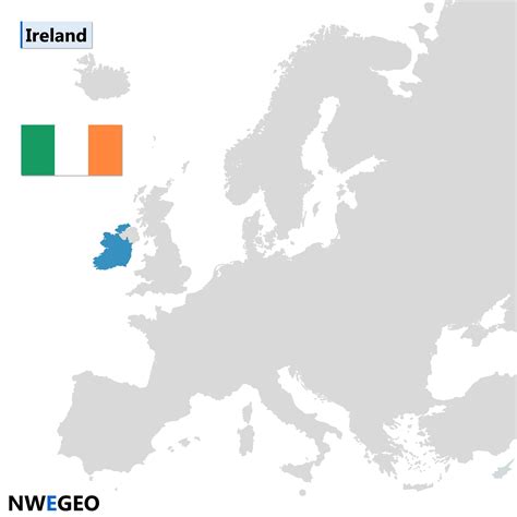 Ireland map: location in Europe & flag - NWEGEO