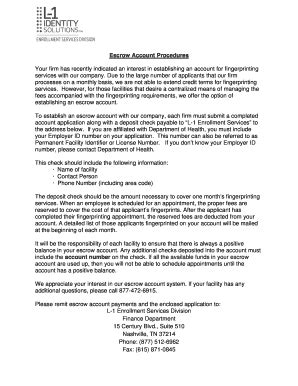Fillable Online Escrow Account Procedures - MorphoTrust USA, MTUSA ...