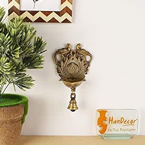 Buy Two Moustaches Brass Ethnic Twin Peacock Design Wall Hanging Diya ...