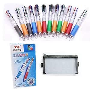 12 Pack Multicolor Pen Retractable 0.7mm 4 Color Ink(Black, Blue, Red ...