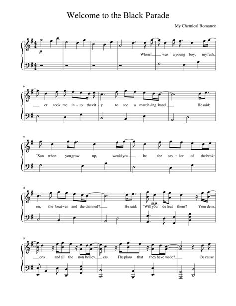 Welcome to the Black Parade Sheet music for Piano | Download free in ...